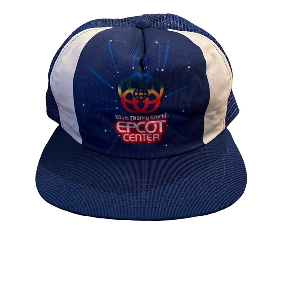 Vintage 1982 Walt Disney World Epcot Center Blue SnapBack Trucker Hat - Picture 1 of 4